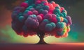 Illustration of abstract tree with colourful crown Royalty Free Stock Photo