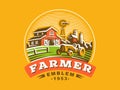 Illustration farm logo, color version Royalty Free Stock Photo