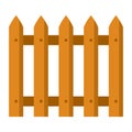 Illustration of farm wooden fence. Garden or field hedge section.