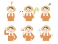 Farmer man gesture set Royalty Free Stock Photo