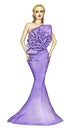 Fashion Model in a Purple Evening Gown