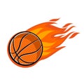 Icon of a basketball ball with flames and the impression of speed. Royalty Free Stock Photo