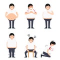 Illustration of fat man with various diseases Royalty Free Stock Photo