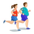 Illustration of a fat runners - couple running