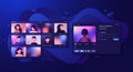 Illustration features an abstract representation of a video conferencing interface. Royalty Free Stock Photo