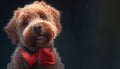 A Valentine's Day Message from a Cute Furry Puppy Holding a Red Rose Graphic Illustration Banner Art - Generative AI