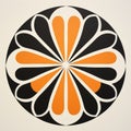 Black And Orange Floral Pattern Inspired By Circular Abstraction