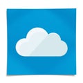 Illustration features a cloud icon centered on a square, blue Royalty Free Stock Photo