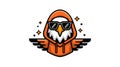 Cool Eagle Mascot in Orange Hoodie with Sunglasses and Wings