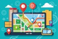 This illustration features a customizable GPS navigator displaying a vibrant map with location markers, Customizable GPS navigator Royalty Free Stock Photo