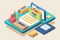This illustration features a customizable resume folder on a vibrant workspace with paperwork and stationery, Resume folder Royalty Free Stock Photo