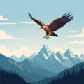 An illustration features an eagle soaring majestically in the sky, wings spread wide. Royalty Free Stock Photo