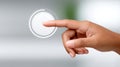 This illustration features a human hand gently pressing a digital circular interface Royalty Free Stock Photo