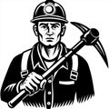 Miner with Pickaxe Illustration Symbolizing Hard Work and Industry Royalty Free Stock Photo