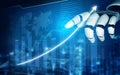 Innovative Robotic Hand Reaching Towards Upward Trend Graph in Digital Finance Concept Illustration Impute Royalty Free Stock Photo
