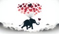 An illustration features a silhouetted elephant floating in a clou Royalty Free Stock Photo