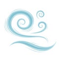 Stylized Swirling Blue Wind Gusts and Waves on a White Background breeze Royalty Free Stock Photo