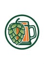Illustration features a stylized green hop cone overlapping a beer Royalty Free Stock Photo