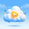 Illustration features a stylized white cloud against a light blue Royalty Free Stock Photo