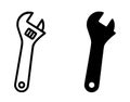 Monkey wrench illustration icon, outline and silhouette versions Royalty Free Stock Photo