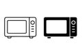 Microwave illustration, black and white, outline and silhouette versions Royalty Free Stock Photo
