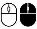Mouse illustration icon, black and white, outline and silhouette versions Royalty Free Stock Photo