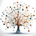 Colorful Connection: Vibrant Tree Logo with Interconnecting Spheres