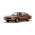 Minimalistic Japanese Style Illustration Of Classic Brown Automobile Royalty Free Stock Photo