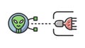 Alien network connection, secure data transfer, extraterrestrial interface, and cosmic tech, vector design Generative AI Royalty Free Stock Photo