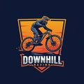 Illustration featuring a downhill mountain biker in a protective suit and helmet, Royalty Free Stock Photo