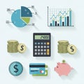 The calculator and various monetary symbols emphasize finance and budgeting Royalty Free Stock Photo