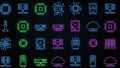 Illustration featuring a grid of neon-colored icons representing Royalty Free Stock Photo