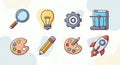 Creative Process Icons Idea, Design, Innovation, and Development Royalty Free Stock Photo