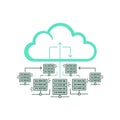 Illustration featuring a large teal cloud with arrows indicating data Royalty Free Stock Photo