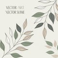 Illustration featuring minimalist leaves in muted green, beige, and Royalty Free Stock Photo