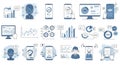 Illustration featuring multiple digital user interfaces associated with analytics and Royalty Free Stock Photo