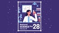 National Science Day Illustration with Lab Scientist and Equipment Royalty Free Stock Photo