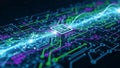 Illustration featuring a stylized circuit board design with glowing Royalty Free Stock Photo