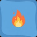 Illustration featuring a stylized flame icon on a blue background Royalty Free Stock Photo