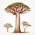 Photo-realistic Baobab Tree Illustration On White Background