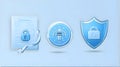 Triple Layer Digital Security and Data Protection Icons Royalty Free Stock Photo