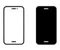 Smartphone illustration, black and white, outline and silhouette versions Royalty Free Stock Photo