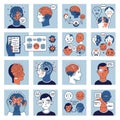 Illustration featuring various AI-generated concepts related to brain function, Royalty Free Stock Photo
