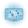 Illustration featuring various cloud computing and data management Royalty Free Stock Photo