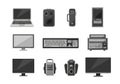 Illustration featuring various electronic devices arranged in a grid on a white background. Royalty Free Stock Photo