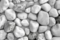 Featuring a white pebbles background. top view of white stones wall texture. white rocks pattern for wallpaper, design, decor Royalty Free Stock Photo