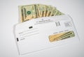 Illustration of the federal stimulus payment from the IRS paid in cash on white Royalty Free Stock Photo