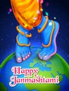 Lord Krishna in Happy Janmashtami festival background of India Royalty Free Stock Photo