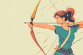 Illustration of female archer pointing at the target on championship Royalty Free Stock Photo