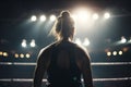 illustration, a female boxer standing in the ring, ai generative